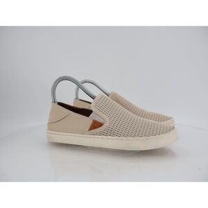 OluKai Women's Pehuea Loafer Size 7.5 Slip On Shoe Beige Mesh Convertible Slide